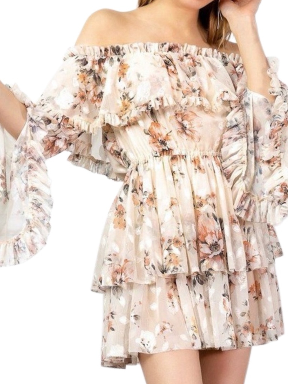 J.ING Devendra Off Shoulder Ruffle Floral Dress